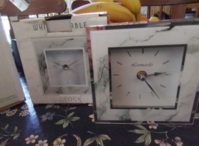 Leonardo White Marble/Mirror Clock