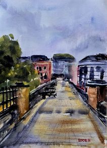 Derry wall watercolour