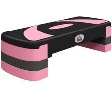 Adjustable aerobic fitness stepper non-slip surface 80 x 31 x 20 cm black light pink
