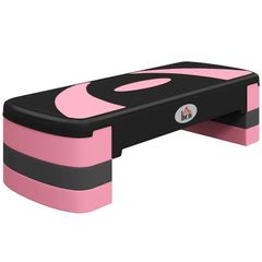 Adjustable aerobic fitness stepper non-slip surface 80 x 31 x 20 cm black light pink