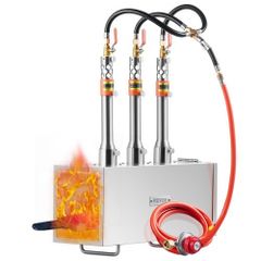 3 Burner Farrier Forge, 2600F Tool and Knife Making Blacksmithing Gas Forge, Large Capacity Square Stainless Steel