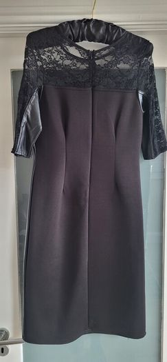 KDK London Black bodycon dress with lace detail Sz 12UK