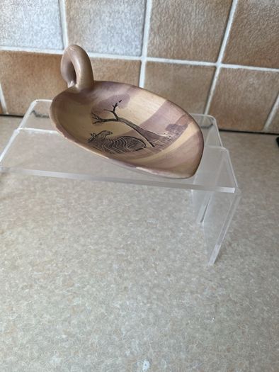 African Soapstone Hand carved 10.5" Bowl & 7.5" long Swan shaped soapstone