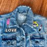 Distressed Denim jacket with patches Size UK8 Image 3