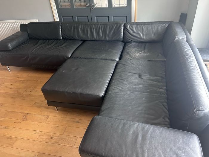 Black Leather Modular Sofa from Habitat