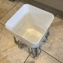 Silver metal square shape plant stand with matching white plastic pot Image 7