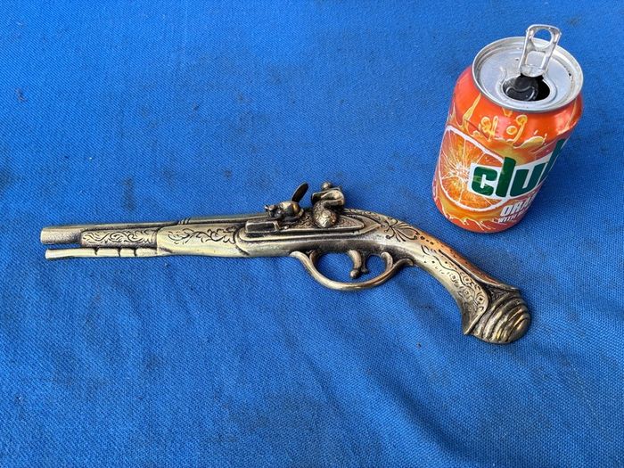 Vintage solid brass wall hanging pistol