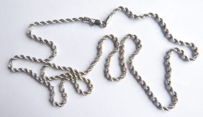 Vintage 14K White Gold Twisted Rope Chain Necklace length 22" - 4,9g