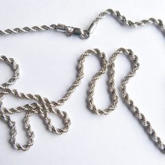 Vintage 14K White Gold Twisted Rope Chain Necklace length 22" - 4,9g