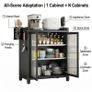 Three Tier Dustproof Dish Cabinet Carbon Steel Double Door Kitchen Storage Image 6
