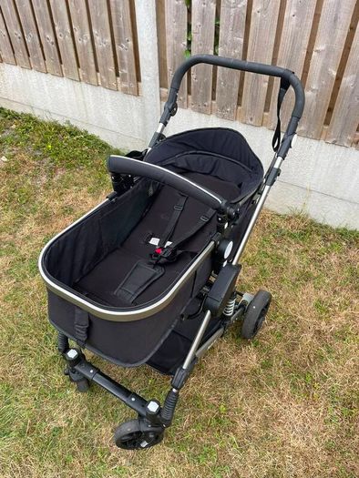 Magic ZC 3 in 1 Pushchair Pram Travel System, Baby Stroller 3 in 1 with Reversible Two Pushing Modes, Newborn Infant Carriage One-Click Folding, Toddler Buggy Aluminum Frame (739 Black)