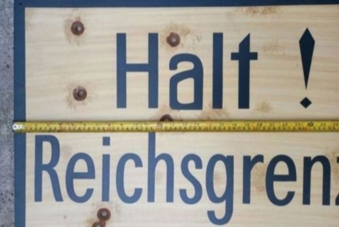 German ww2 ,steel HALT ! reichs border post sign. 1939/45 , (84 x 55 cms)