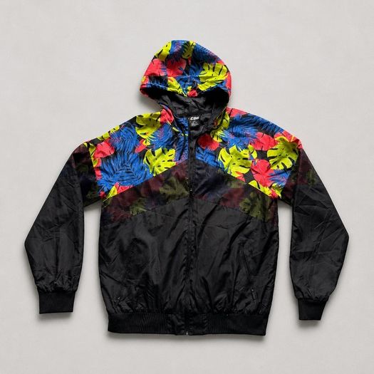 Truly Vintage CSG Tropical Floral Windbreaker Jacket Y2K Festival Streetwear XL