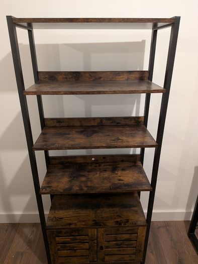 Industrial style shelving unit with cupboard