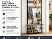 Hallway Coat Rack with Bench & Shoe Storage