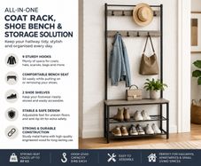 Hallway Coat Rack with Bench & Shoe Storage