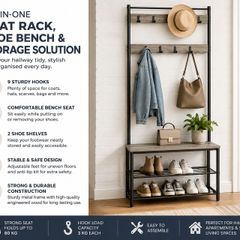 Hallway Coat Rack with Bench & Shoe Storage