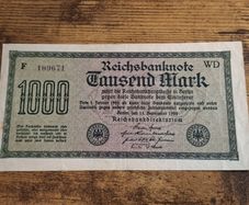 German Empire, 1000 Mark 1922 Banknote, 15 September 1922, almost uncirculated - free standard postage