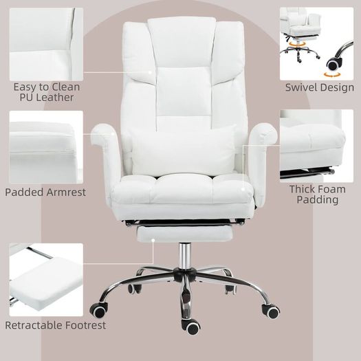 Ergonomic Office Chair Height-adjustable Reclining backrest footrest