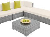 Aluminium Polyrattan Lounge Set with Glass Table, Sofa Table Set, for Garden, Balcony and Patio, Includes Cushions