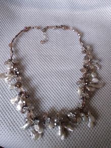 Pearls and crystals sterling silver necklace