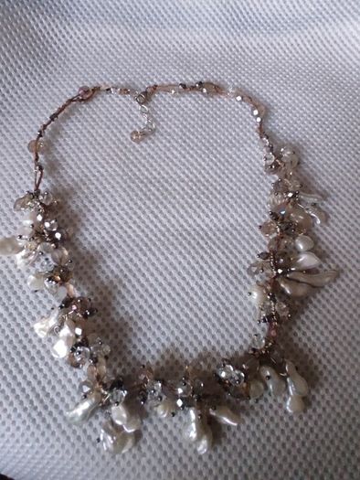 Pearls and crystals sterling silver necklace