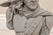 3D Printed Statue Bust (Unpainted) - Mando &amp; Grogu