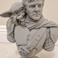 3D Printed Statue Bust (Unpainted) - Mando & Grogu