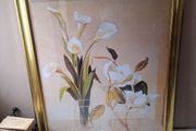 Large framed print of flowers in vases