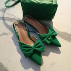 womens small heel matching bag