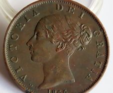 1855 Halfpenny 1/2 Penny Queen Victoria copper coin