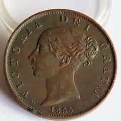 1855 Halfpenny 1/2 Penny Queen Victoria copper coin
