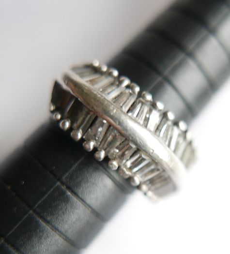 Vintage Cubic Zirconia Sterling Silver 925 Fancy Large Cluster Ring size:O 6,78g