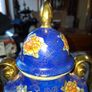 Vintage Twin Handled Japanese Cobalt Blue & Gold Lidded Urn or Amphora Vase, Postage available or Collection Image 7