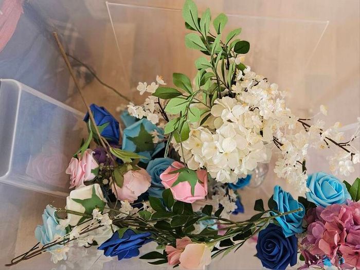 Large Tub of Table Decorations Vases and Flowers