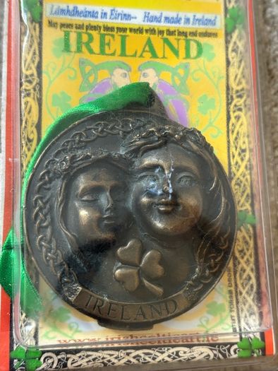 cold-cast bronze hanging medallion or ornament titled "Mother", handmade in Ireland