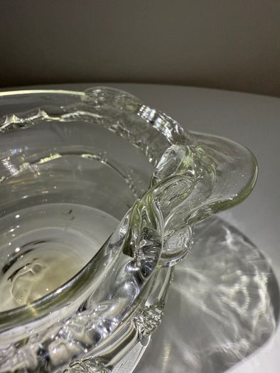 Vintage Textured Ice Bark Art Glass Bowl