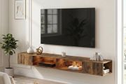 Floating industrial Wall Mounted TV Stand with RGB LED Lights