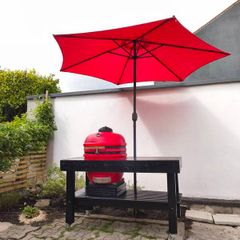 24" Ceramic Kamado & Custom Outdoor Table with integrated Parasol.