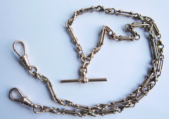 Victorian  heavy real 9 Carat Gold Albert or Necklace Chain with T-Bar length 20" - 24,3g