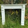 Cast Iron Open Fire Black Back Panel and White Surround Mantle Place Image 2
