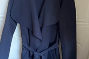 Navy Waterfall Style Coat &amp; Tie Belt