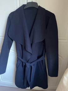 Navy Waterfall Style Coat & Tie Belt