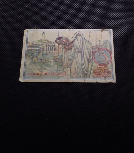 Algeria : Allied Occupation : Bank of Algeria 1944 Banknote - WW2 Issue