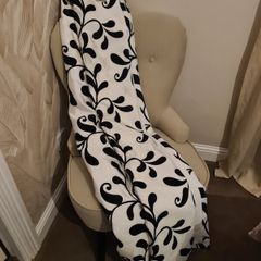 Black and white damask satin and velvet curtains