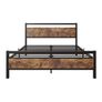 Double Bed Metal Platform Bed Frame with Wooden Headboard Image 5