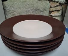 5 Ethos dinner Plates chocolate and cream