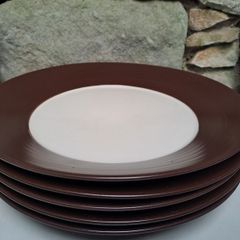 5 Ethos dinner Plates chocolate and cream