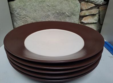 5 Ethos dinner Plates chocolate and cream