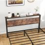 5ft King Metal Platform Bed Frame with Wooden Storage Shelf Image 2